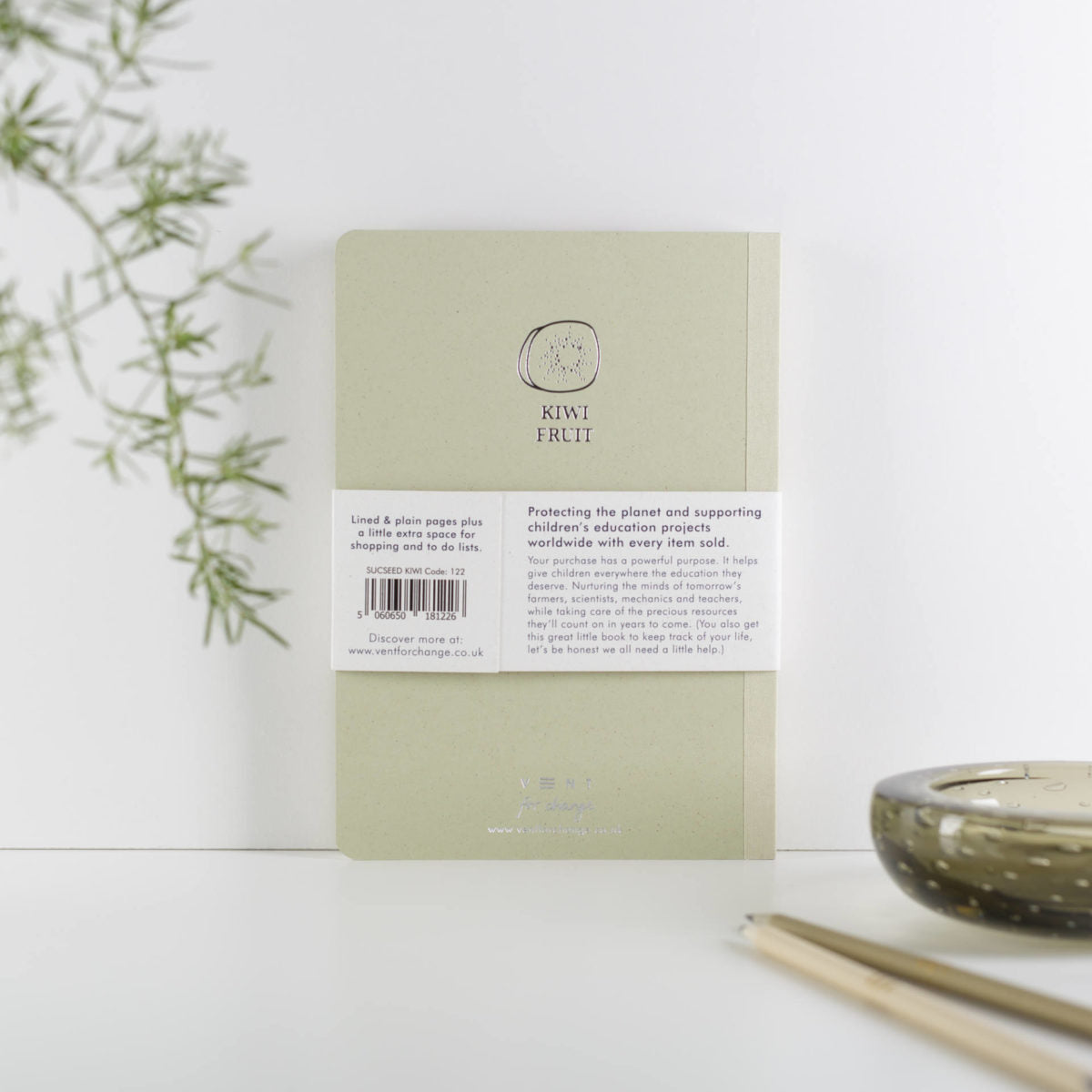 Recycled A6 SUCSEED Notebook – Kiwi Fruit – 8" x 4" – 160 Pages