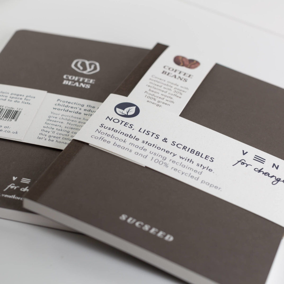 Recycled A6 SUCSEED Notebook – Coffee – 8" x 4" – 160 Pages