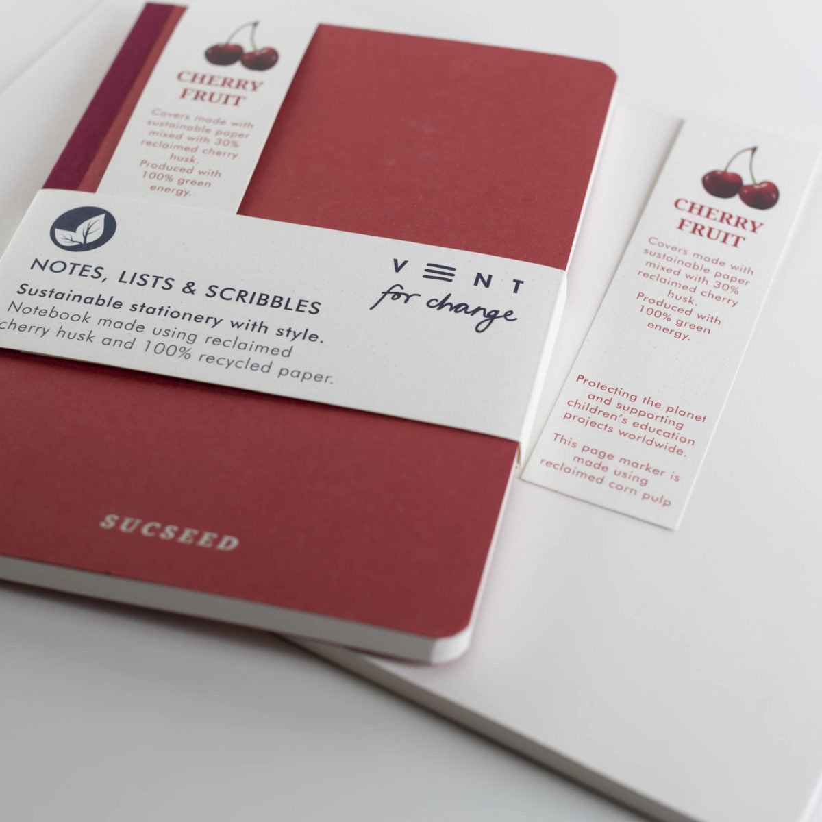 Recycled A6 SUCSEED Notebook – Cherry – 6" x 8" – 160 Pages