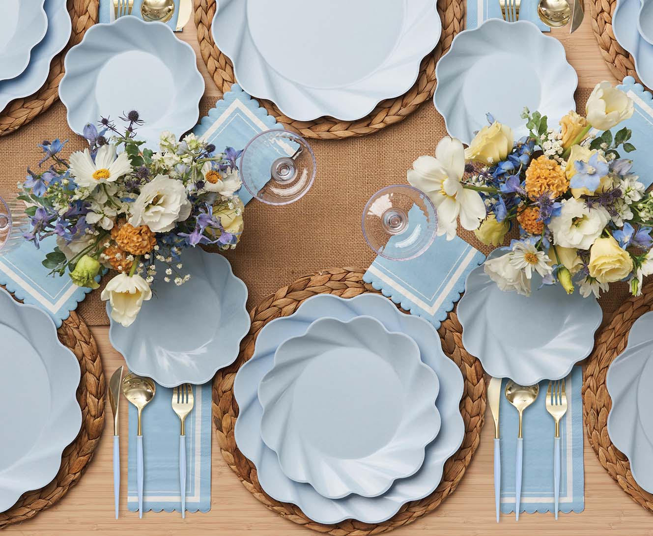 Sophistiplate Bella Assorted Plastic Cutlery – Gold & Sky Blue – 24pc – Service for 8