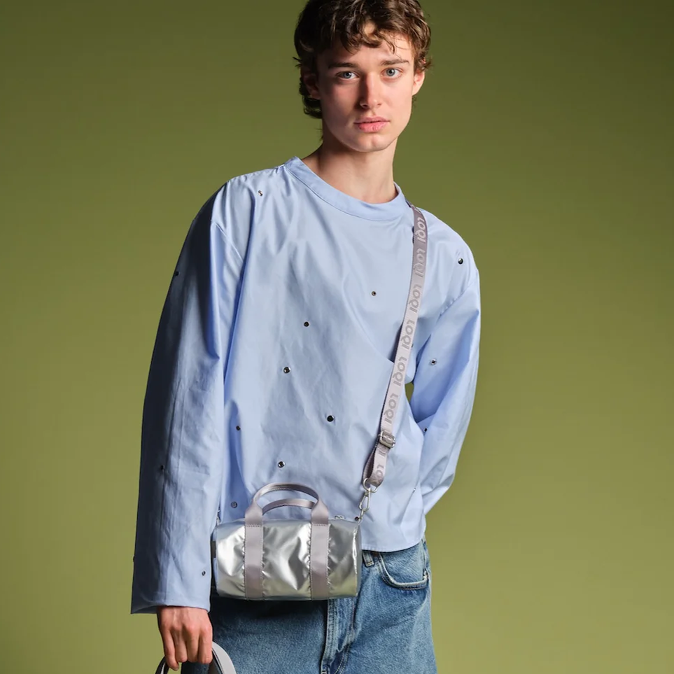 LOQI Reusable Small Weekender Bag – Metallic Silver – 4" x 7.8"