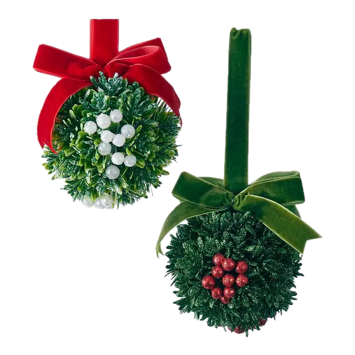 Christmas Kisses Mistletoe Ball – 3.5" - Assorted Colors – Each Sold Separately