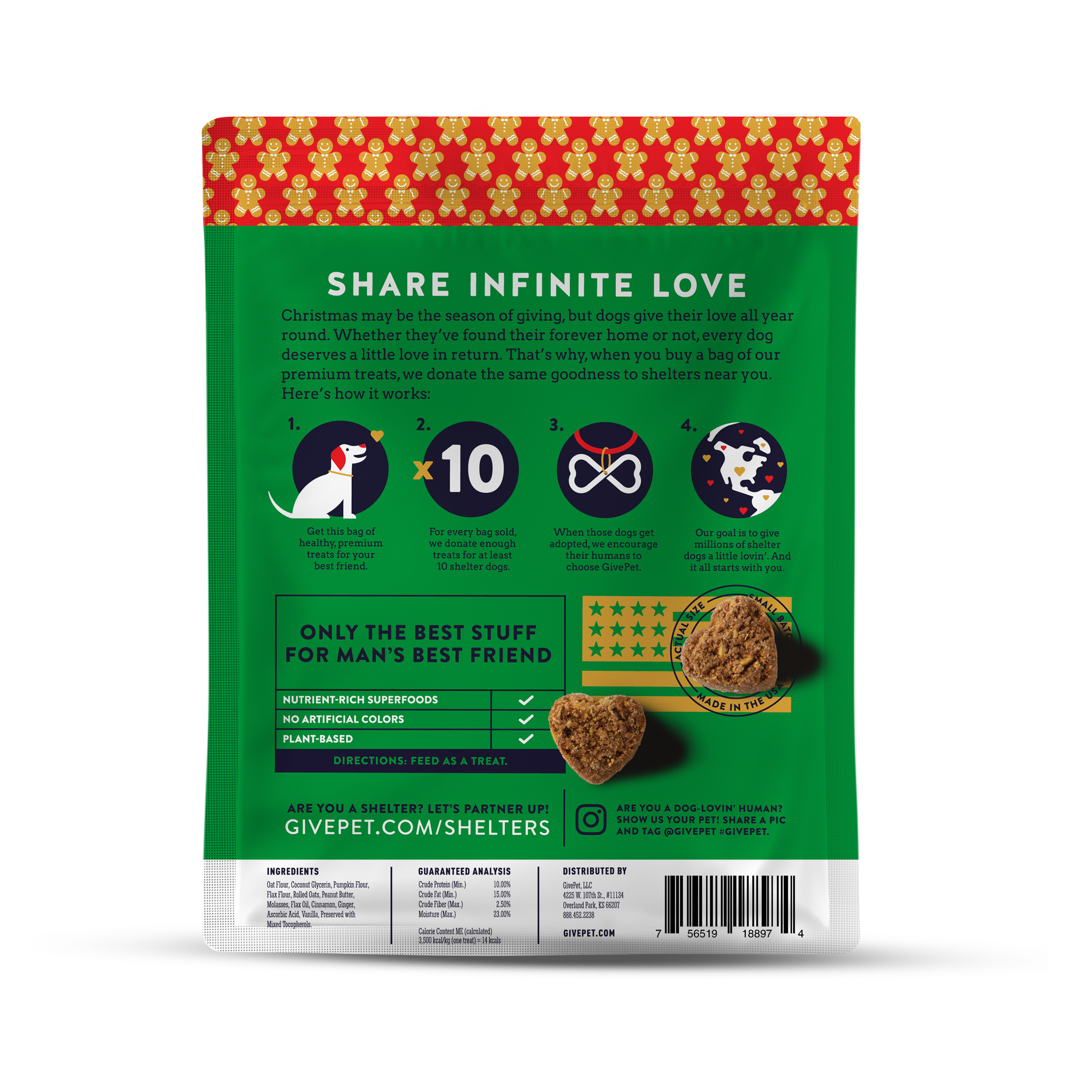 Premium Holiday Dog Treats – Gingerbone House – 6oz.