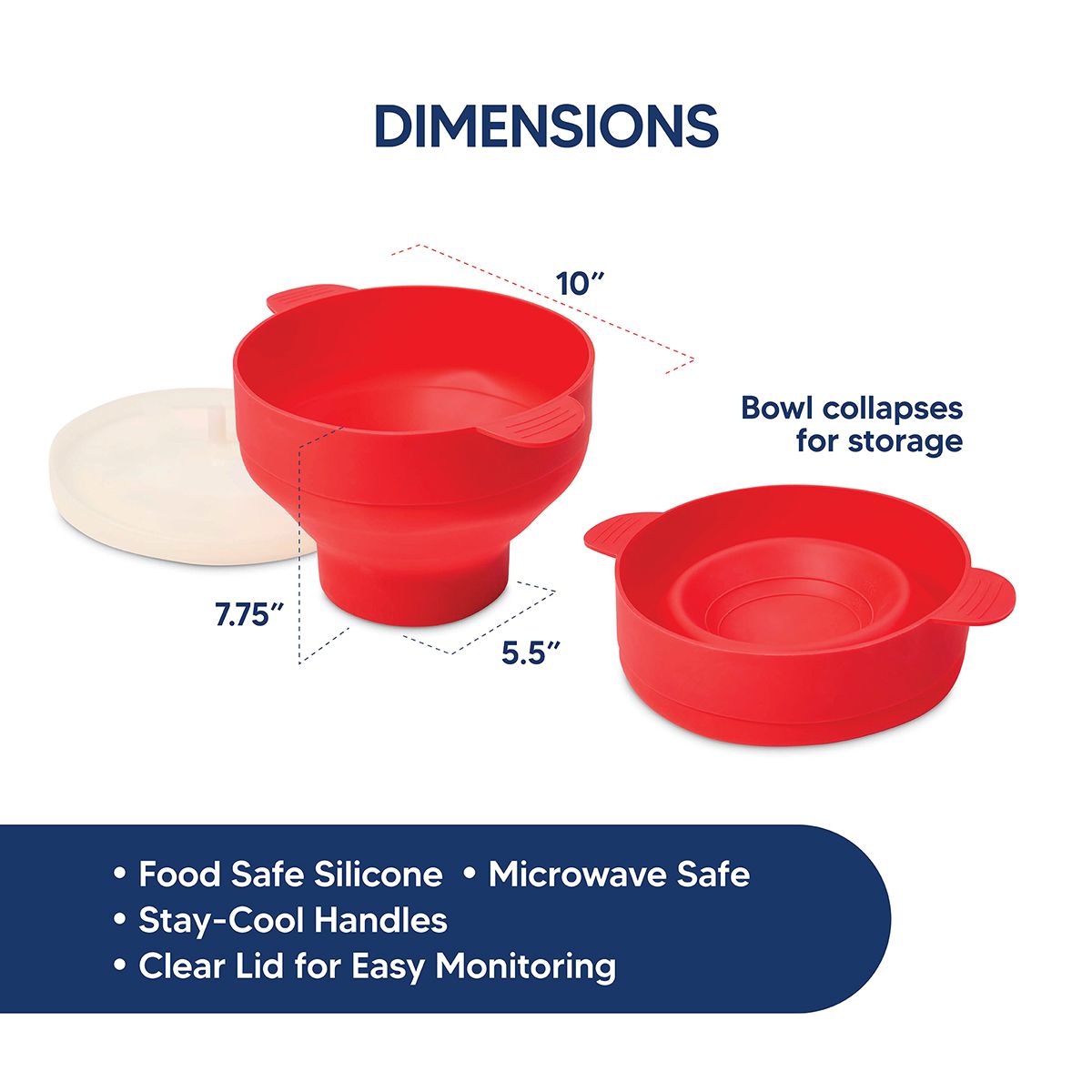 HIC Kitchen Microwave Popcorn Popper – 10cup