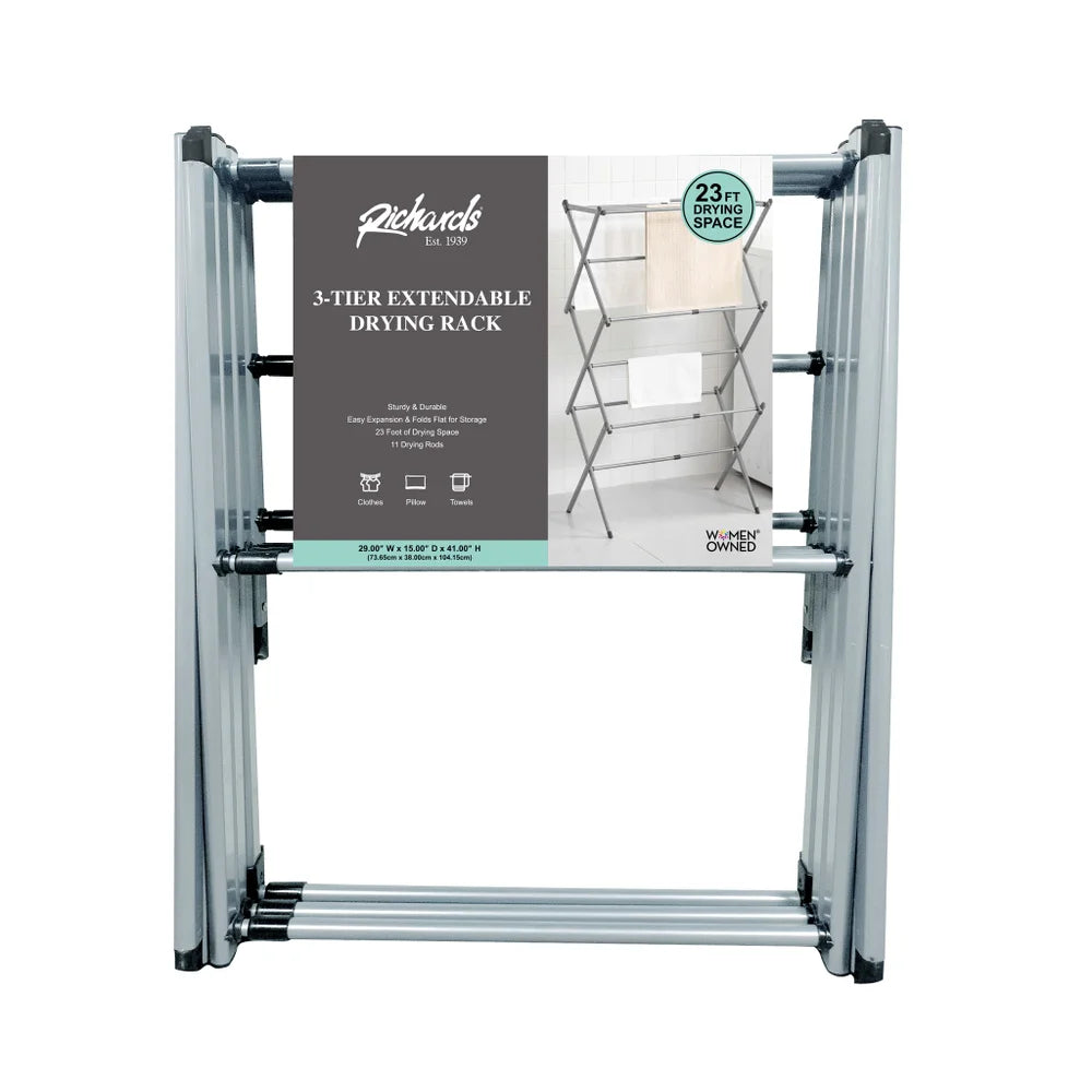 Richards 3 Tier Top Shelf Folding Drying Rack – Silver – Upper East Side Delivery Only