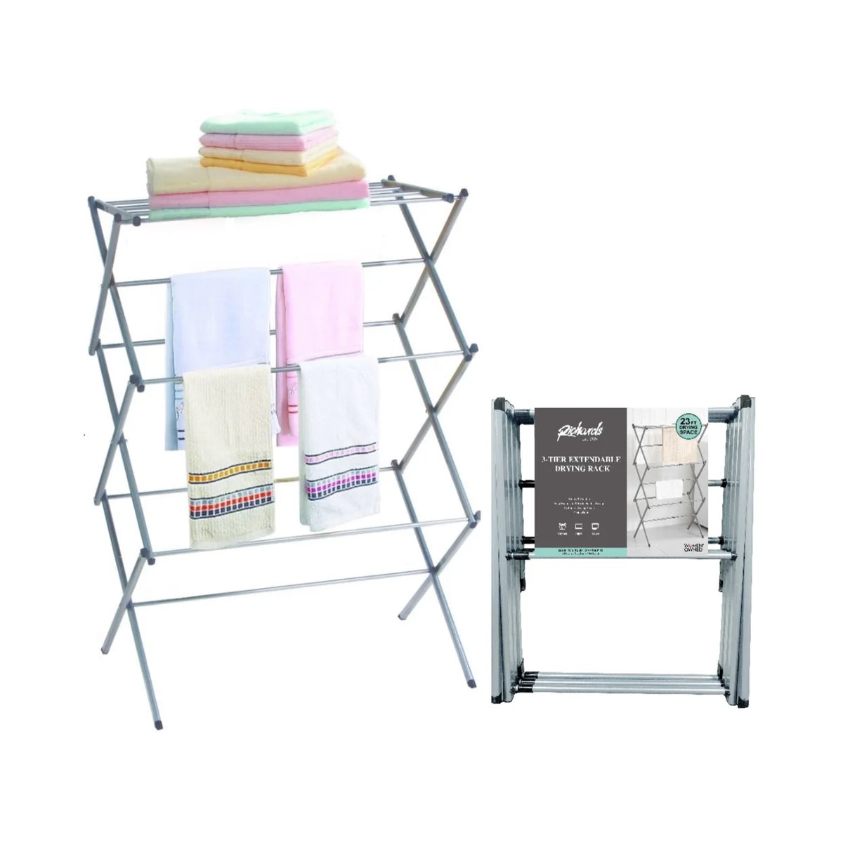 Richards 3 Tier Top Shelf Folding Drying Rack – Silver – Upper East Side Delivery Only