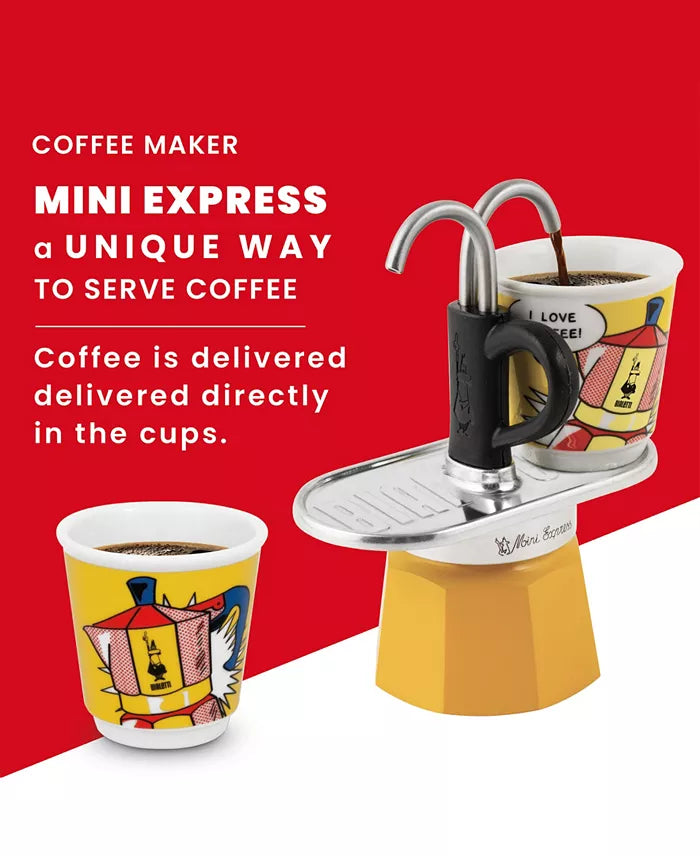 Bialetti Mini Express Lichtenstein - Moka Set – 2 Cup