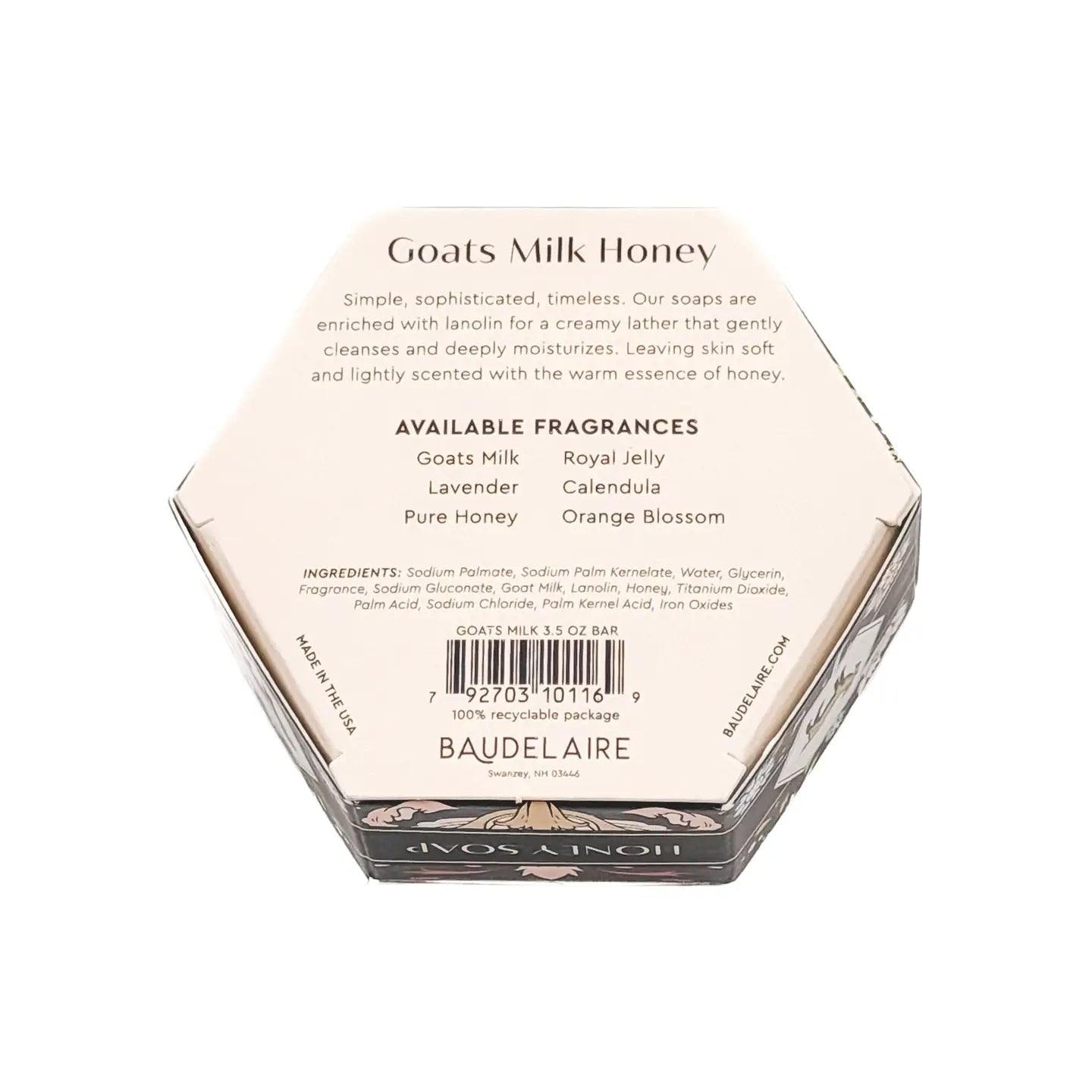 Jabón en Barra de Leche de Cabra y Miel de Baudelaire – 100g