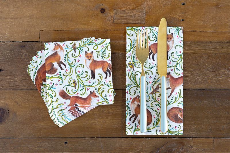 Hester & Cook Guest Towel – Fanciful Fox – 16pk