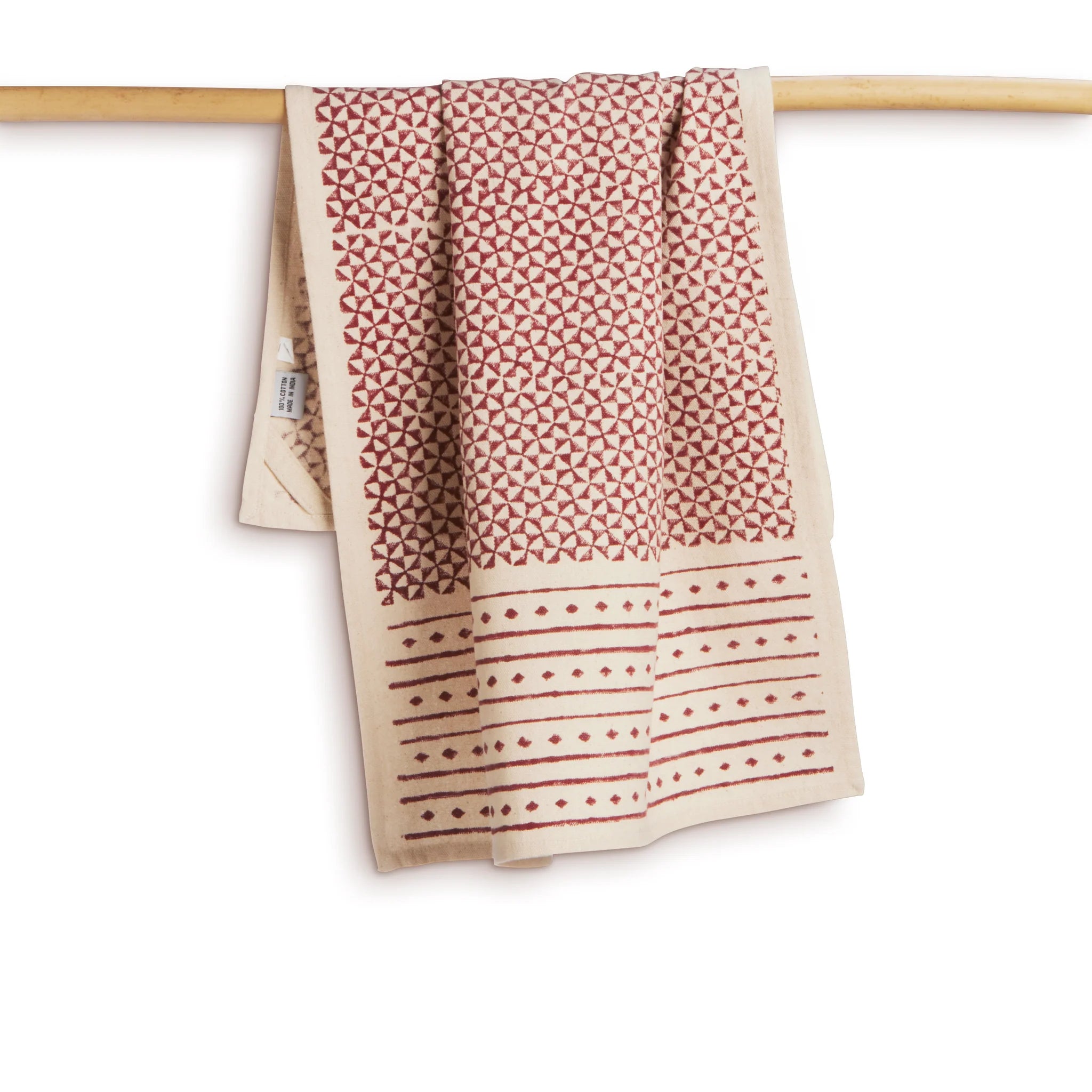 Sustainable Threads Cotton Handwoven Feast Kitchen Towel – Red – 27" x 19"