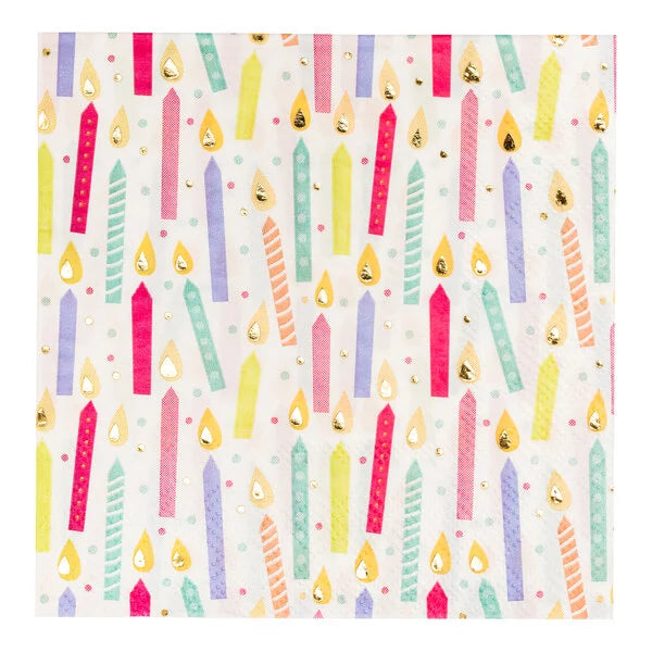 Sophistiplate Paper Beverage Napkins – Pack of 16 – Birthday Candles