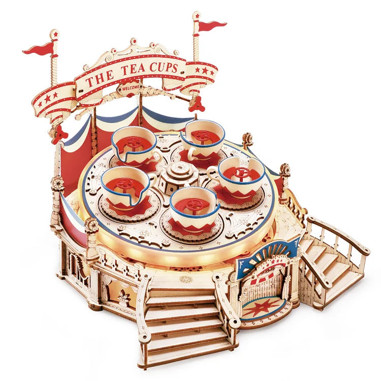 Music Box 3D Wooden Puzzle Kit for Kids & Adults – Tilt-A-Whirl Ride