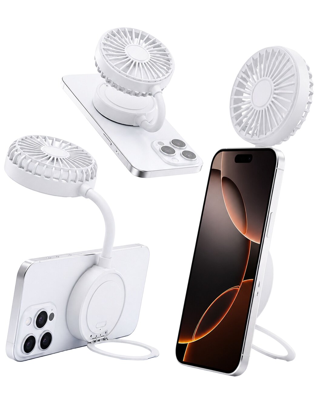 Phunkee Tree Magnetic Fan with Phone Stand – White