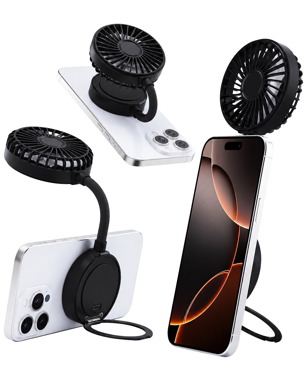 Phunkee Tree Magnetic Fan with Phone Stand – Black