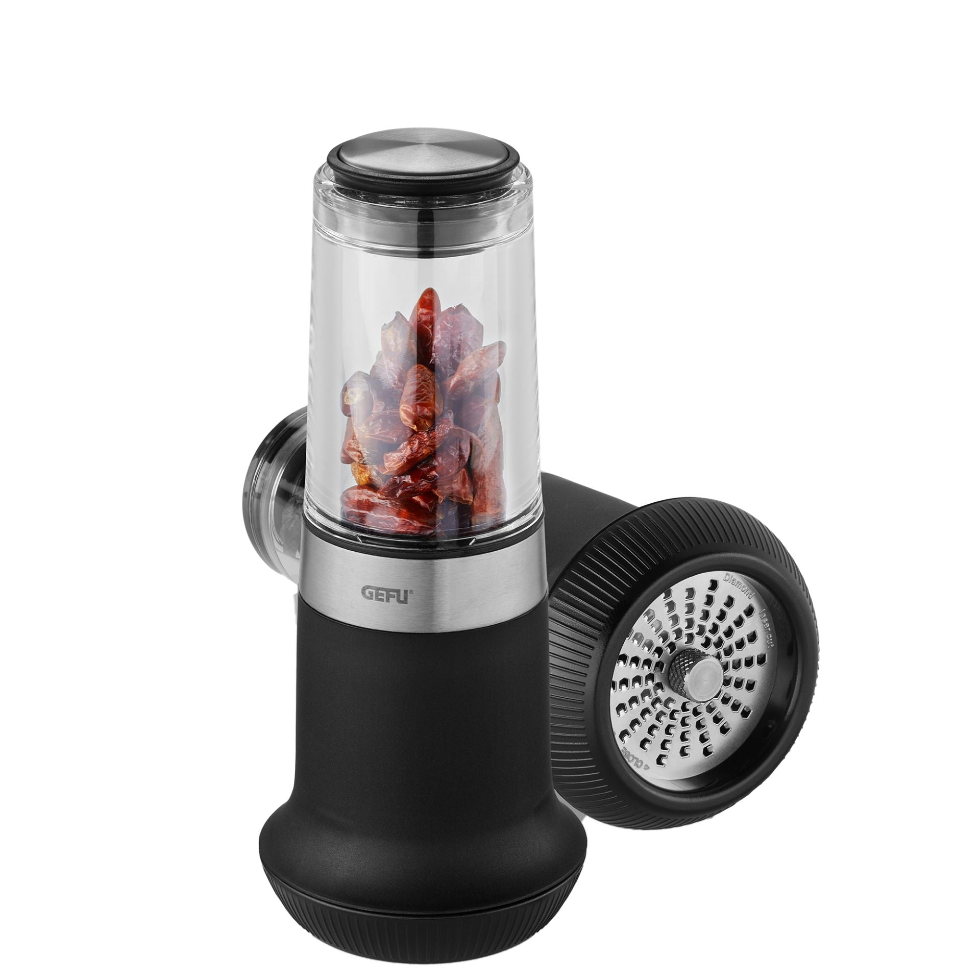 Gefu X-plosion Large Stainless Steel Salt or Pepper Mill – Black