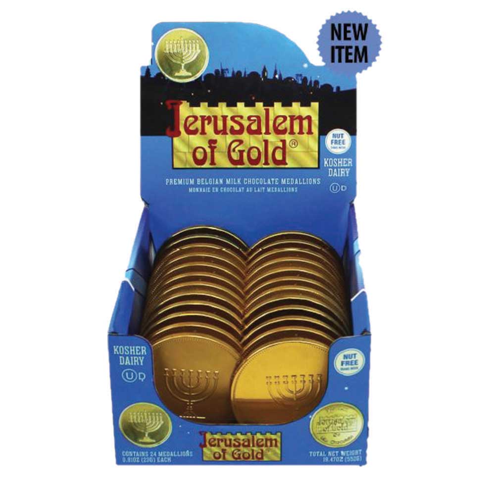 Premium Hannukah Gelt - 3” Belgian Milk Chocolate Gold Medallions – Nut Free – SOLD INDIVIDUALLY