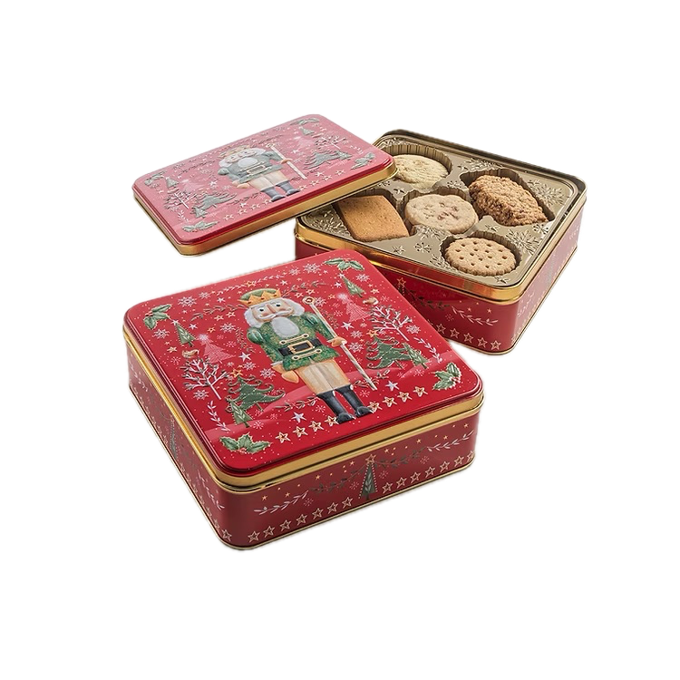 Cookie Filled Nutcracker Square Tin – 8" x 8" – 14oz