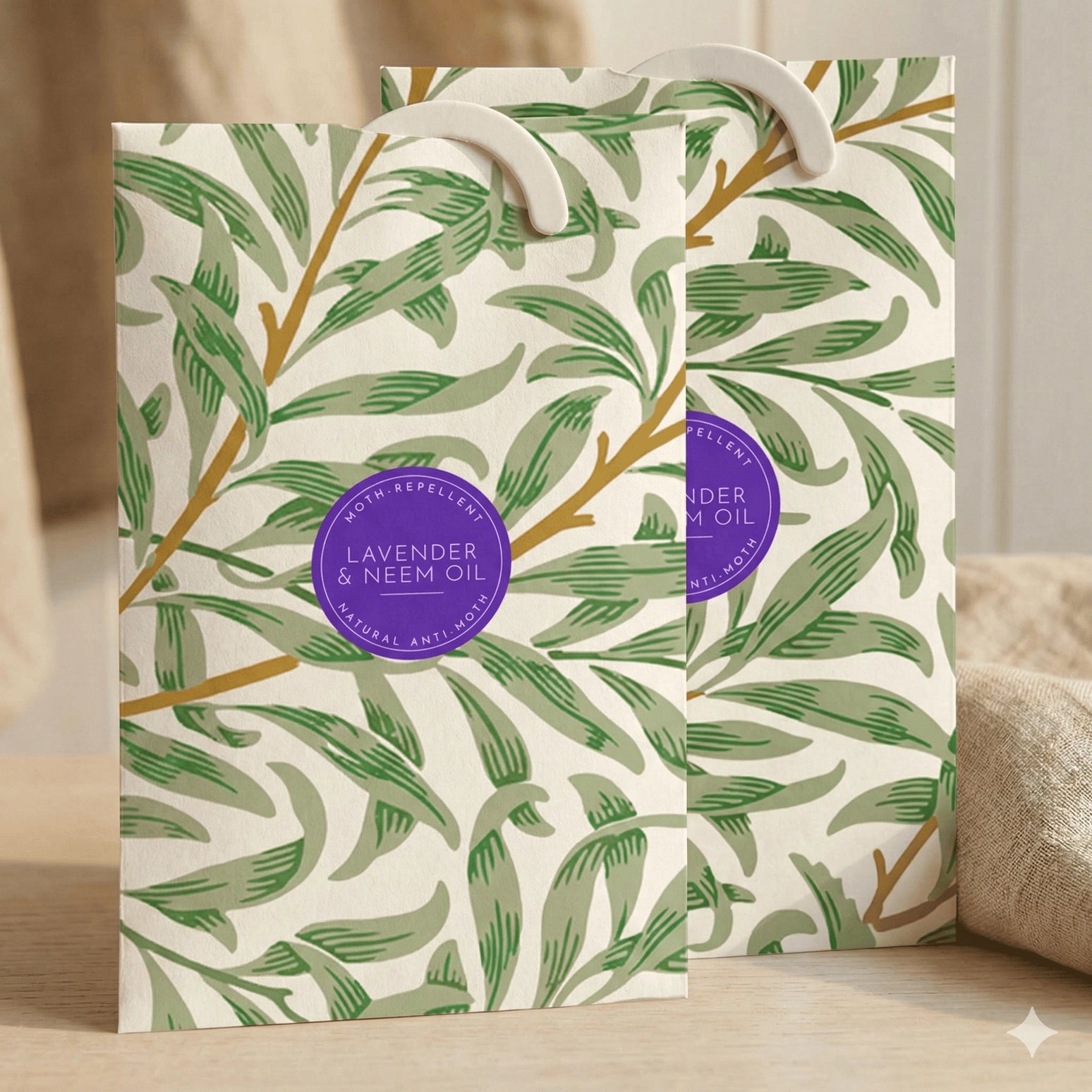 The Master Herbalist Anti- Moth Scented Scented Wardrobe Freshener – Lavender & Neem Oil – 2 Pack
