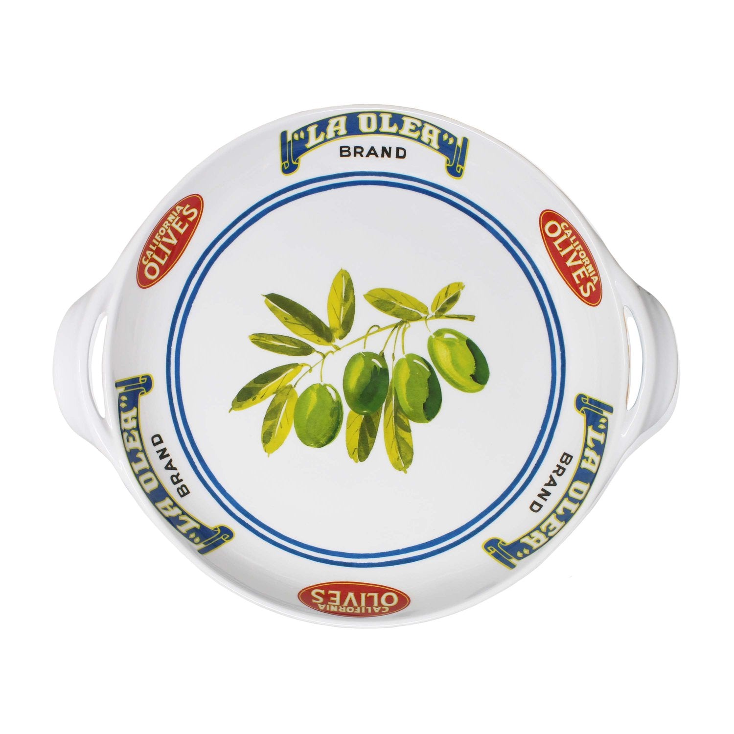 Le Cadeaux Melamine Shallow Handled Bowl – 11.5" – Vintage Olive