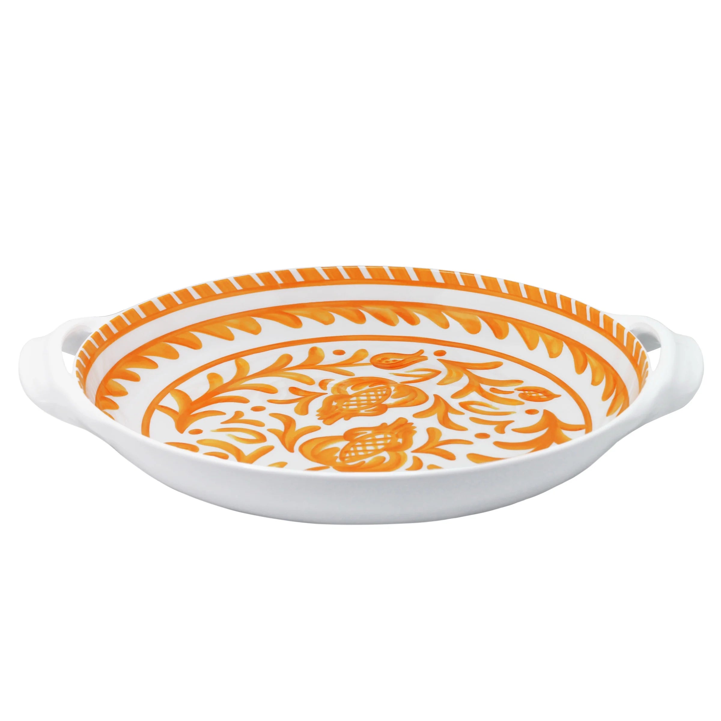 Le Cadeaux Melamine Large Shallow Handled Bowl – Sicily Orange – 16"