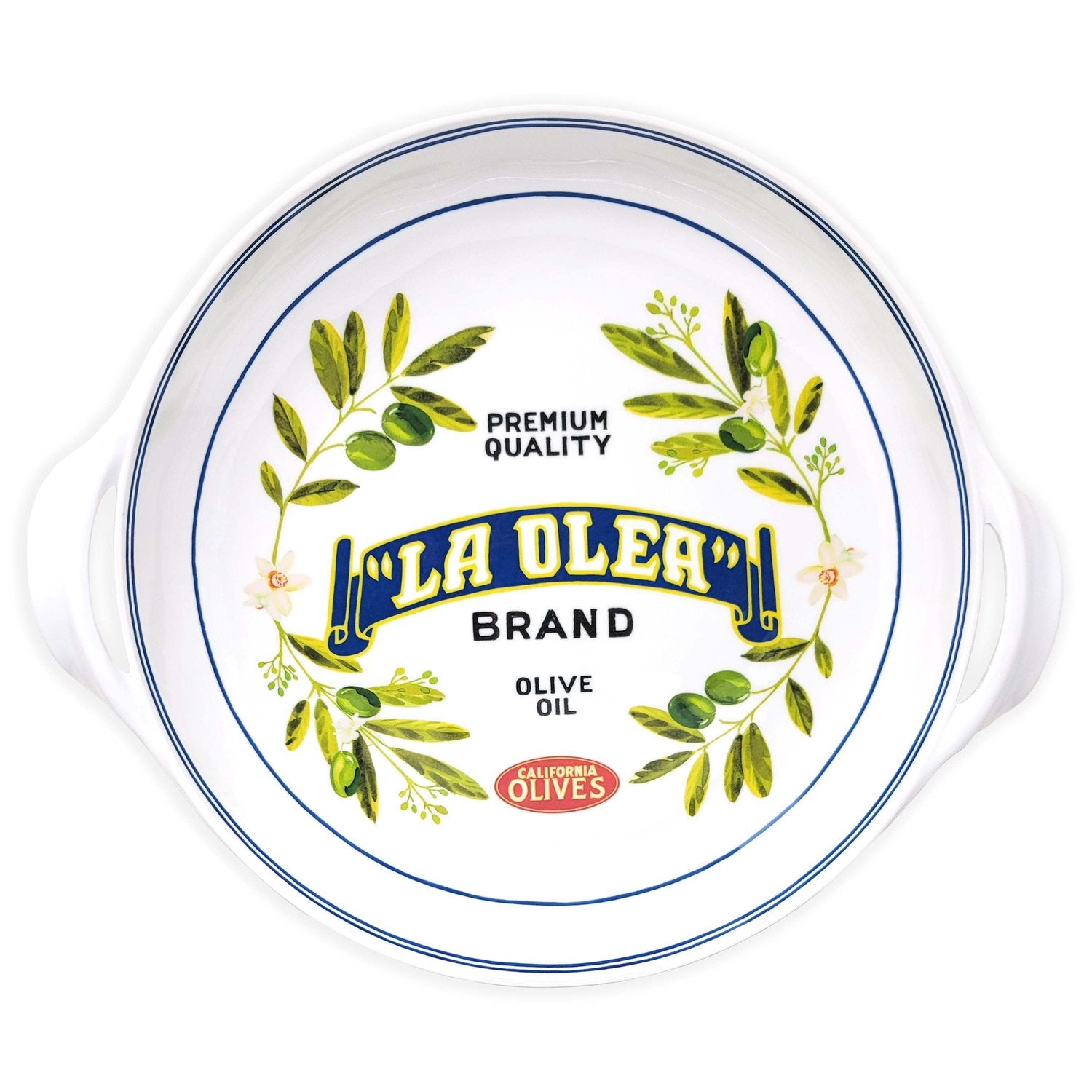 Le Cadeaux Melamine Shallow Large Handled Bowl – 16" – Vintage Olive