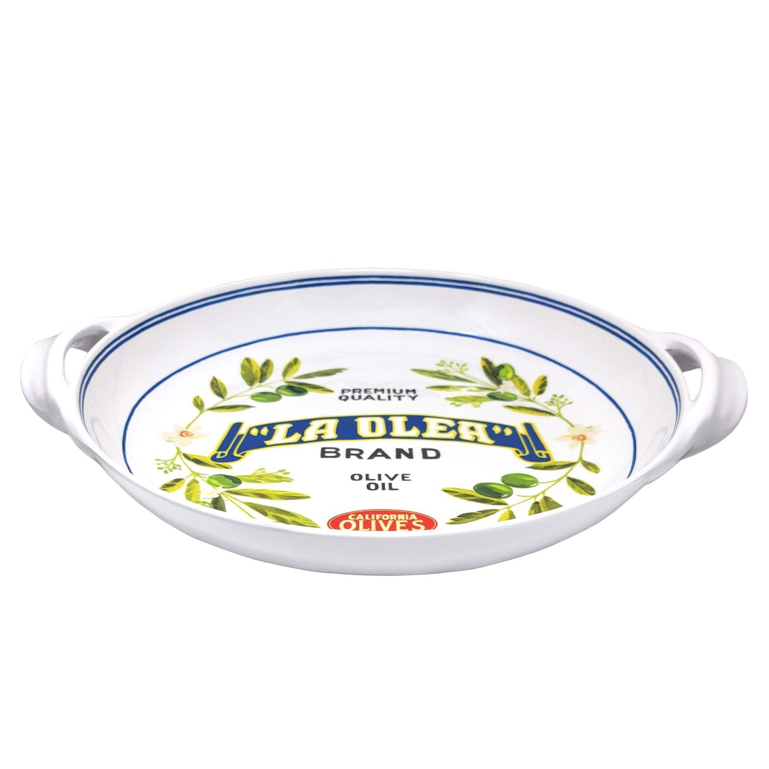 Le Cadeaux Melamine Shallow Large Handled Bowl – 16" – Vintage Olive