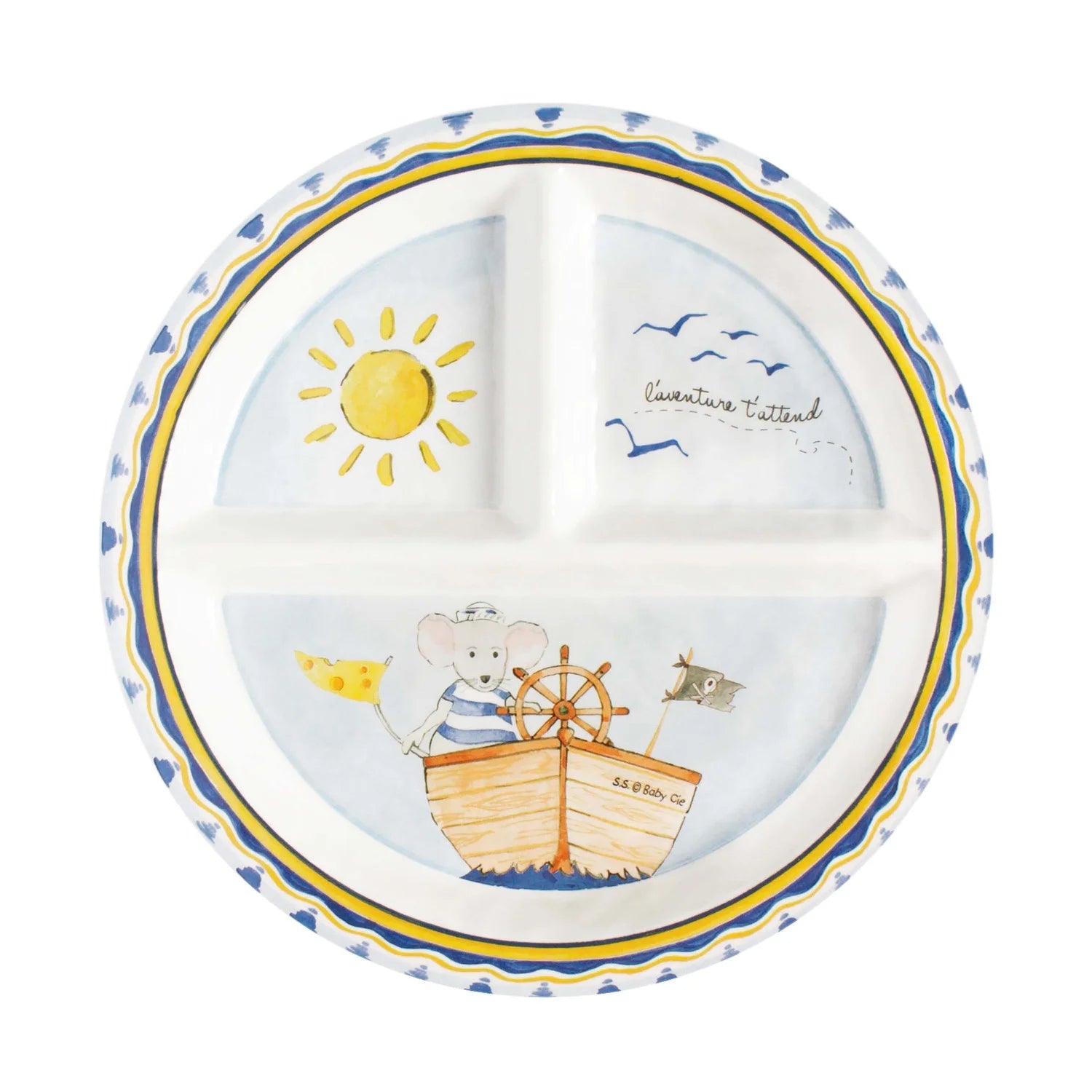 Baby Cie Melamine Round Sectioned Plate for Kids – Adventure Awaits