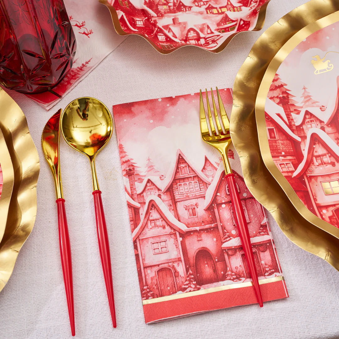 Sophistiplate Christmas Village Paper Guest Towel – 20pk