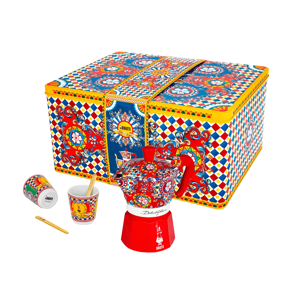 Bialetti Moka Express Dolce & Gabbana 2-Cup Coffee Maker Gift Set – Red