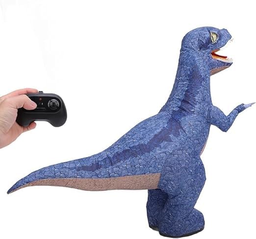 Remote Control Inflatable T-Rex Dinosaur Toy – 30" Tall – Blue/Green – Each Sold Separately