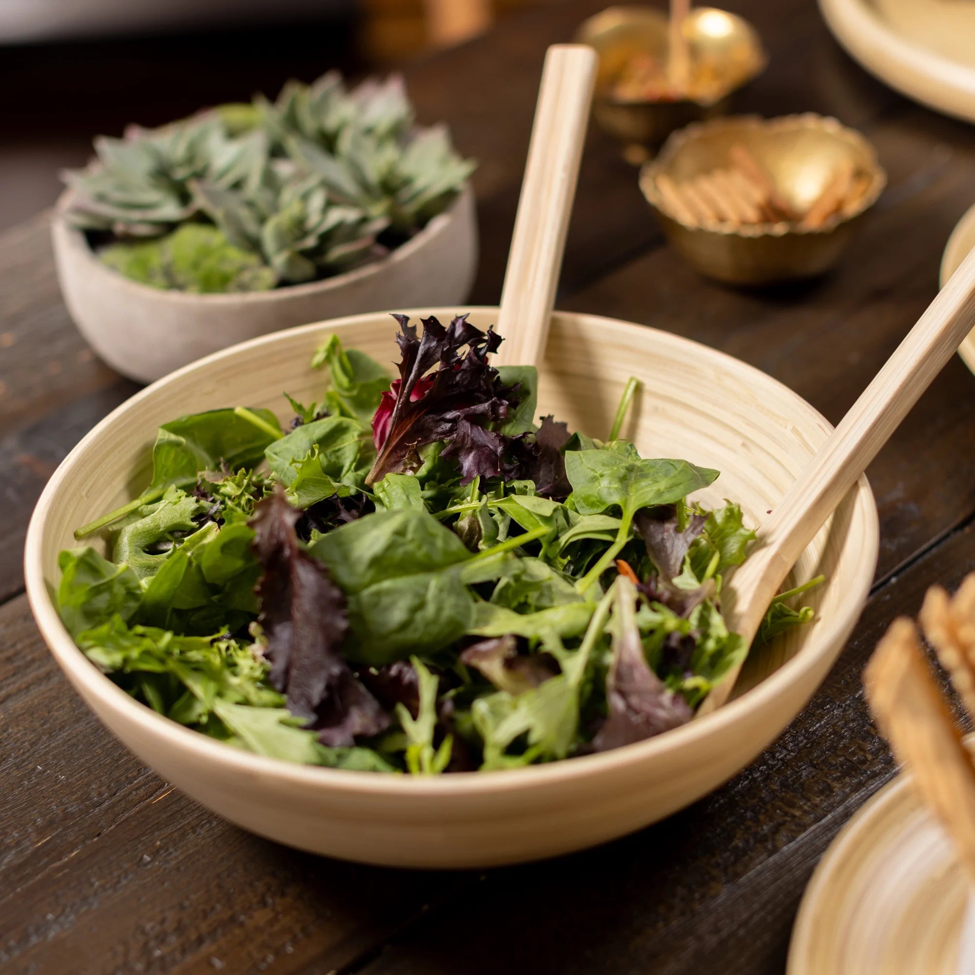 Lexa Bamboo Salad Bowl – 12" – Natural