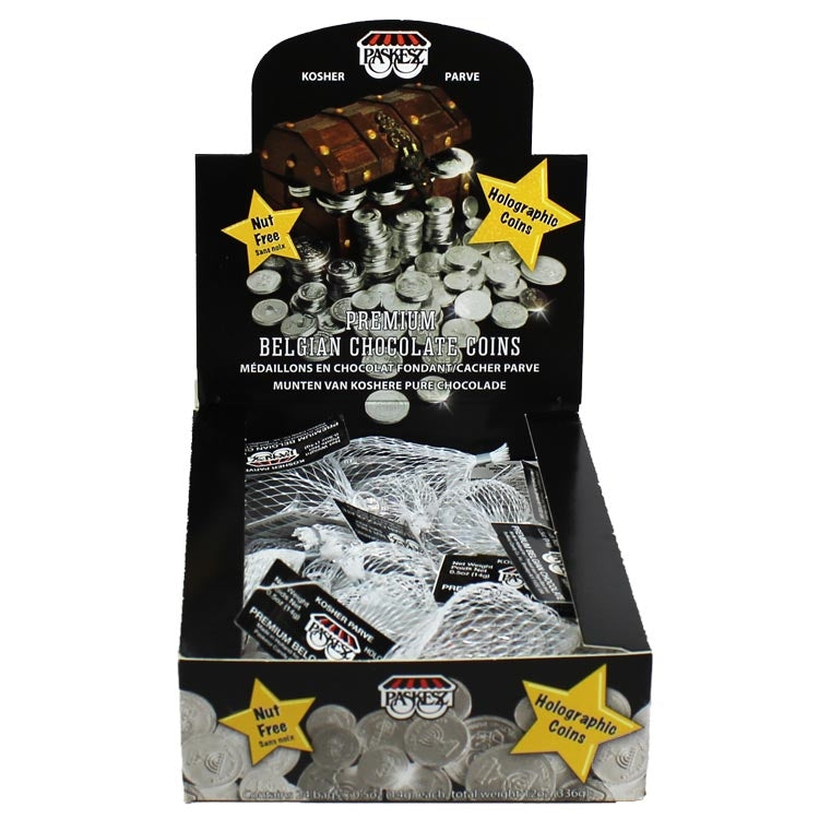 Chanukah Gelt - Kosher Parve Nut Free Dark Chocolate Coins – One Mesh Bag With 5 Coins