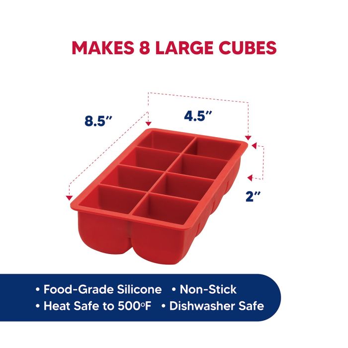 Kitchen Food-Grade Silicone Big Block Ice Cube Tray – Makes 8 Ice Blocks