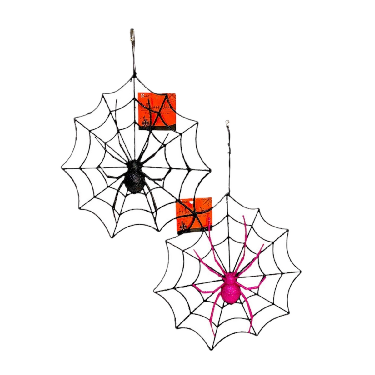 Halloween Spider In Web – Orange & Black – Each Sold Separately