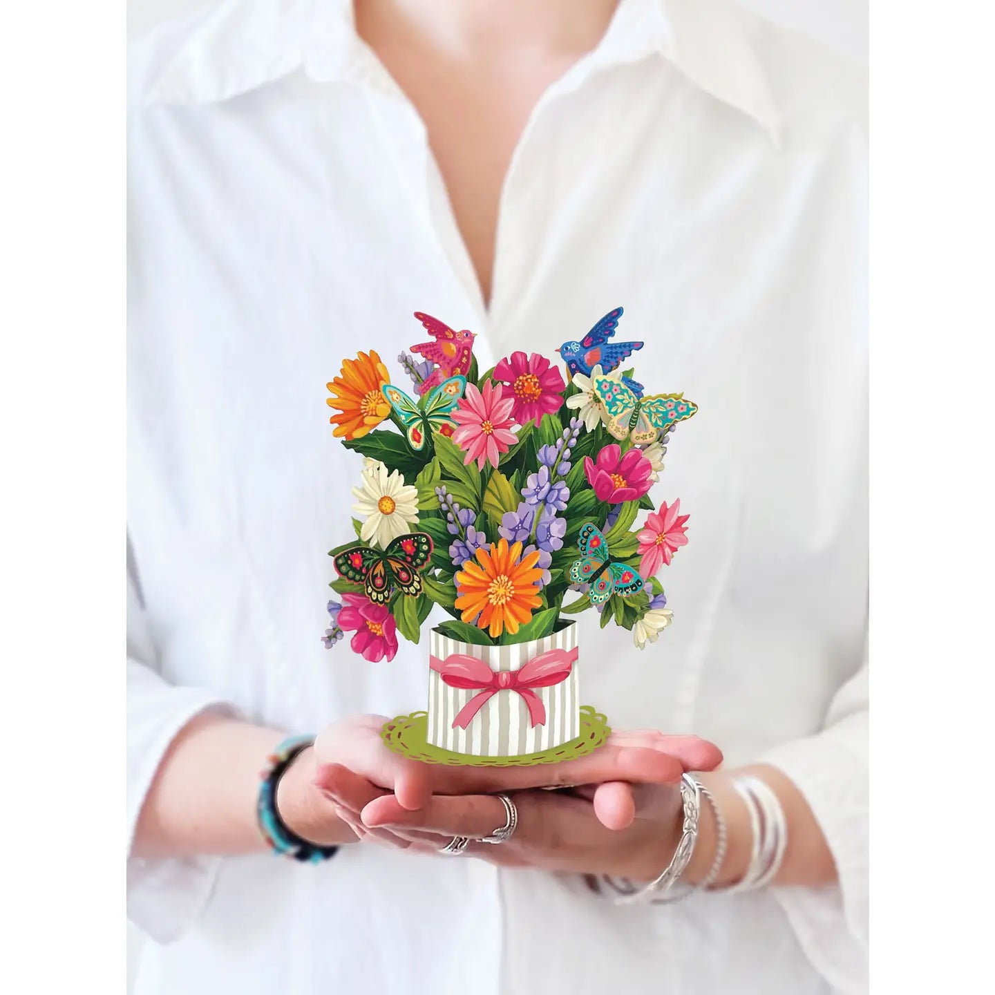 Fresh Cut Paper Mini 3D Pop Up Greeting Note Card – Enchanted Garden – 6" x 5"