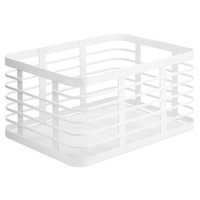 mDesign Carson Steel Organizer Basket – Matte White – 12" x 9" x 6"