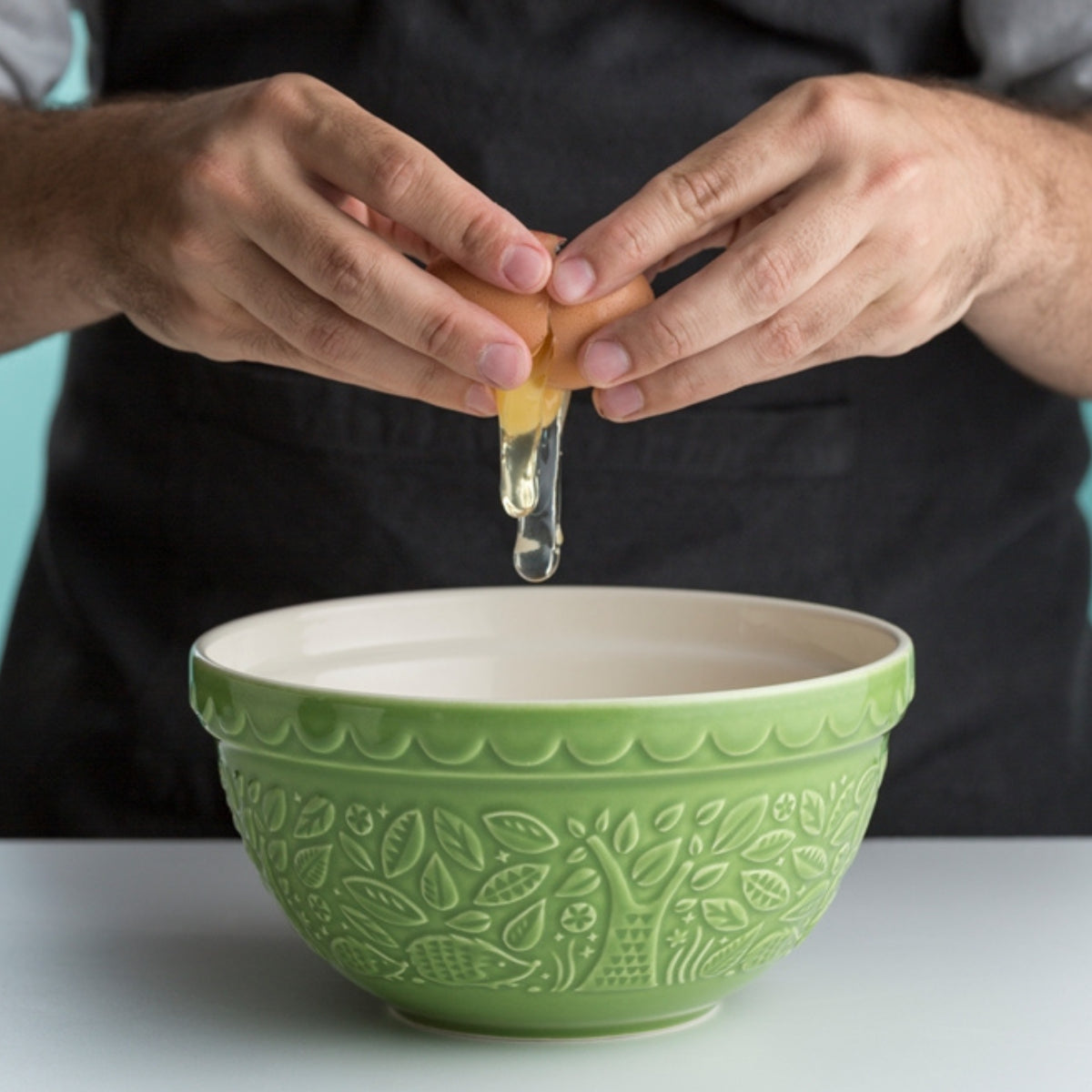 Mason Cash Ceramic Mixing Bowl – "In The Forest" – Hedgehog Green - 8.27"dia. x 4"