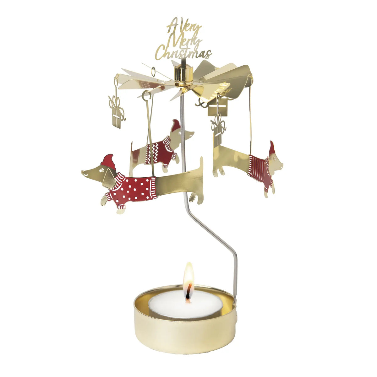 Talla Rotary Tealight Spinning Candle Holder – Jolly Dogs – 2.8" x 6.5"