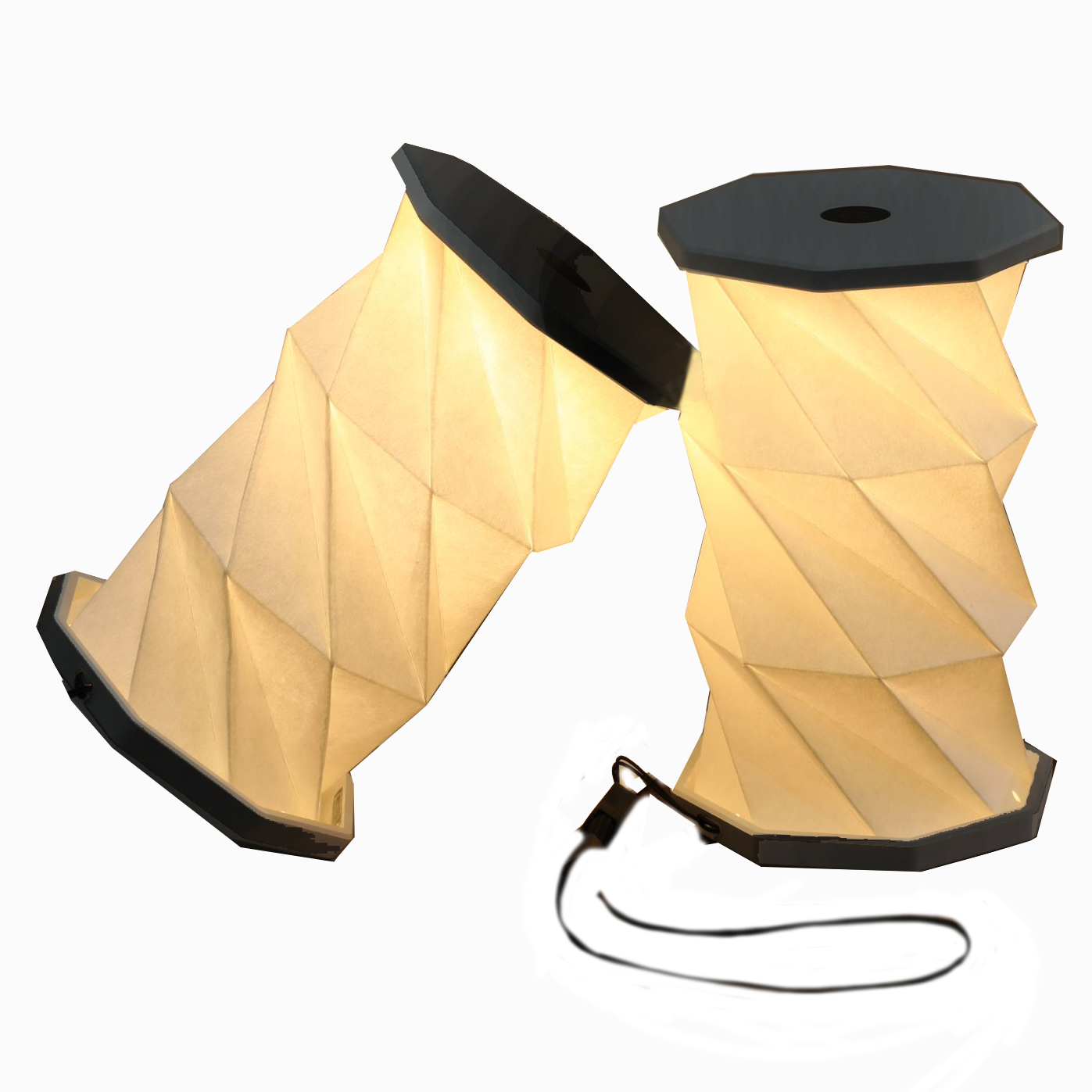 Gingko Folding Twist Mini Hexagon Lamp – Slate Black – 3.25" x 6"