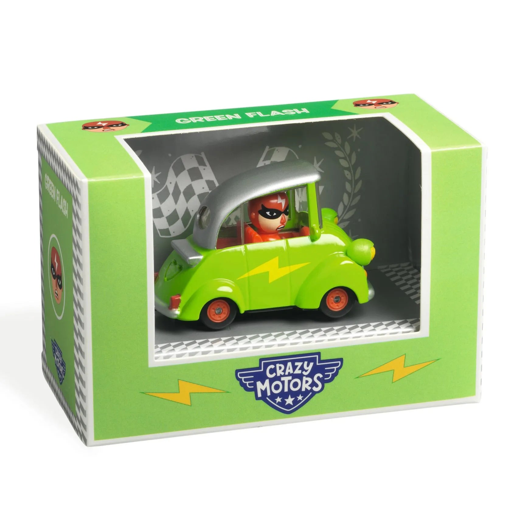 Djeco Crazy Motors Toy Car For Kids – Green Flash