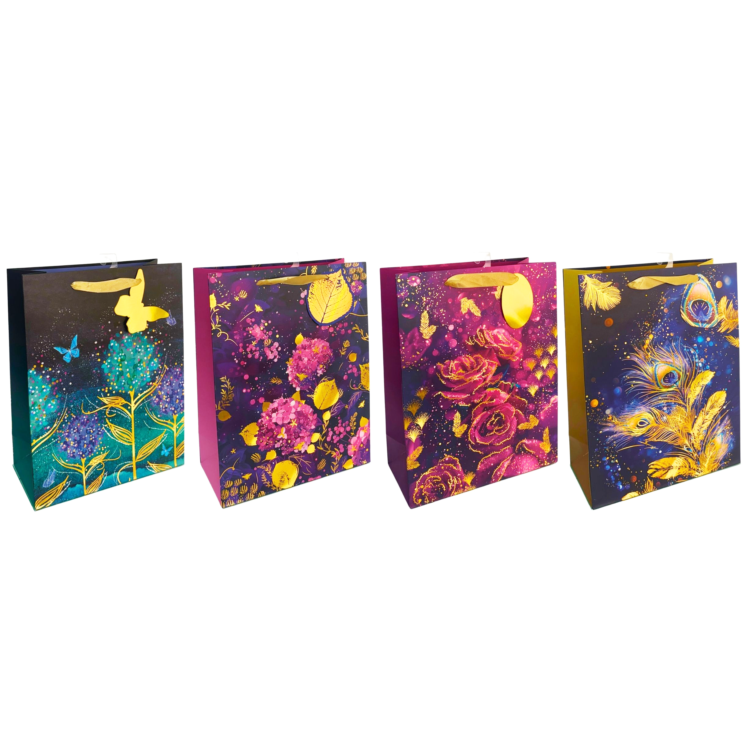 Floral Gem Small Paper Gift Bag – Assorted Colors - Each Sold Separately