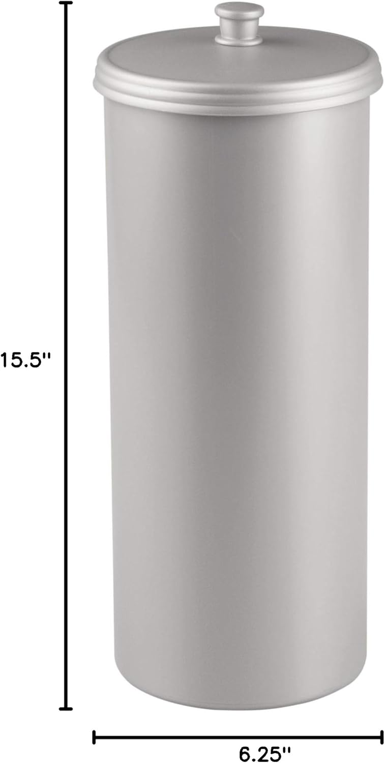 InterDesign Kent Plastic Toilet Paper Tissue 3 Roll Reserve Canister – Silver