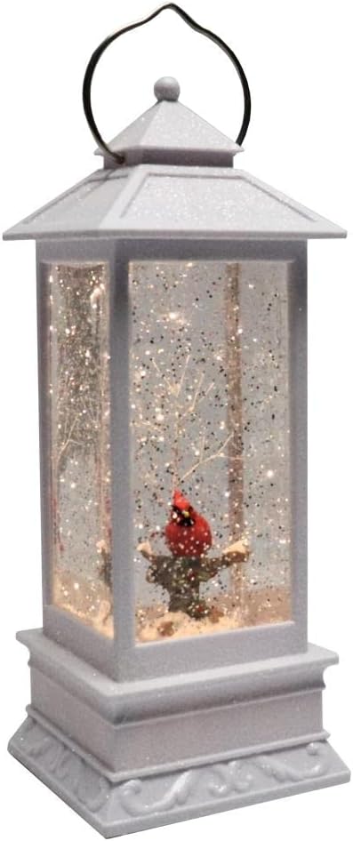 Farol navideño de 11" con cardenal y confeti, con luz, de Roman