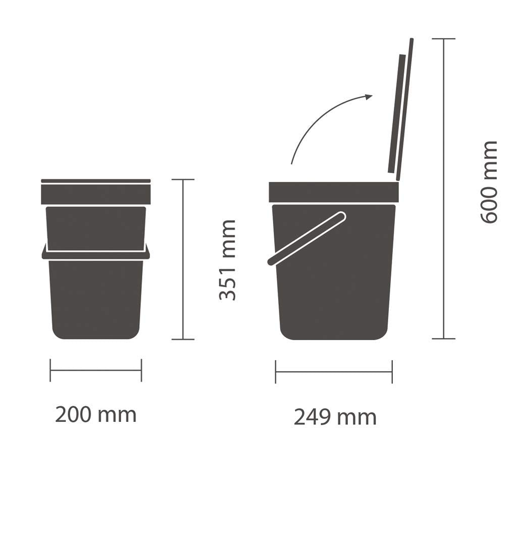 Brabantia Sort & Go Food Trash Can – Grey – 3.2 Gallons – 12L – LOCAL UPPER EAST SIDE DELIVERY ONLY