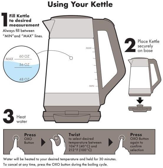 OXO Adjustable Temperature Electric Kettle – Clear Glass