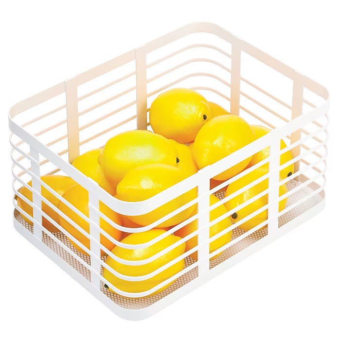 mDesign Carson Steel Organizer Basket – Matte White – 12" x 9" x 6"