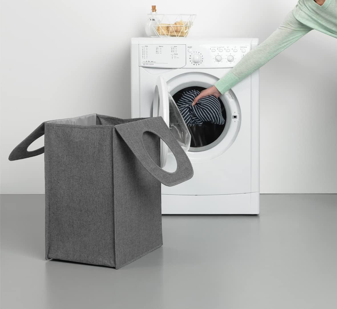 Brabantia Rectangular Laundry Bag With Quick-Drop Opening – Grey – 14.5 Gal