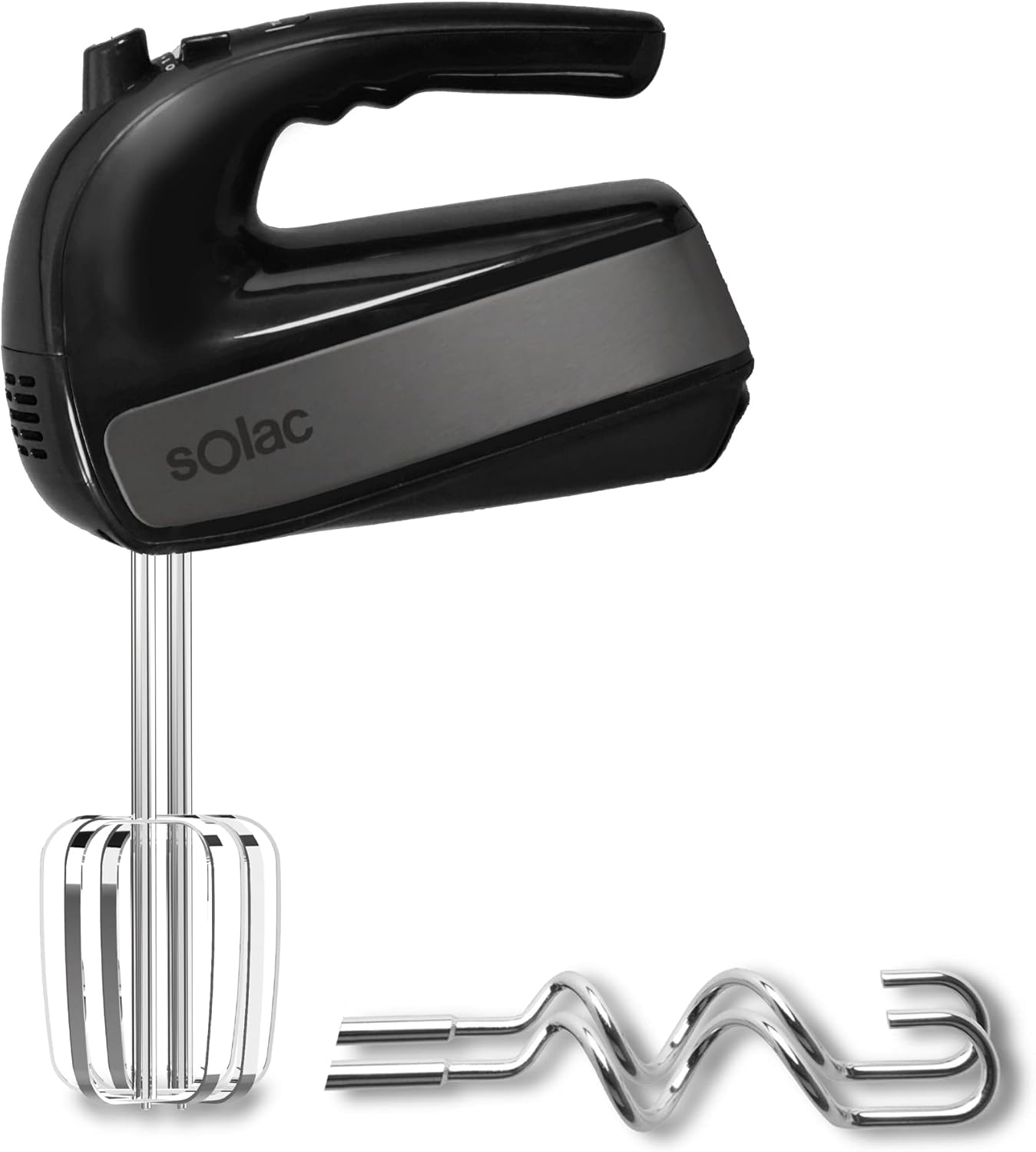 Solac Stainless Steel 5-Speed 200W Hand Mixer + Turbo – Black