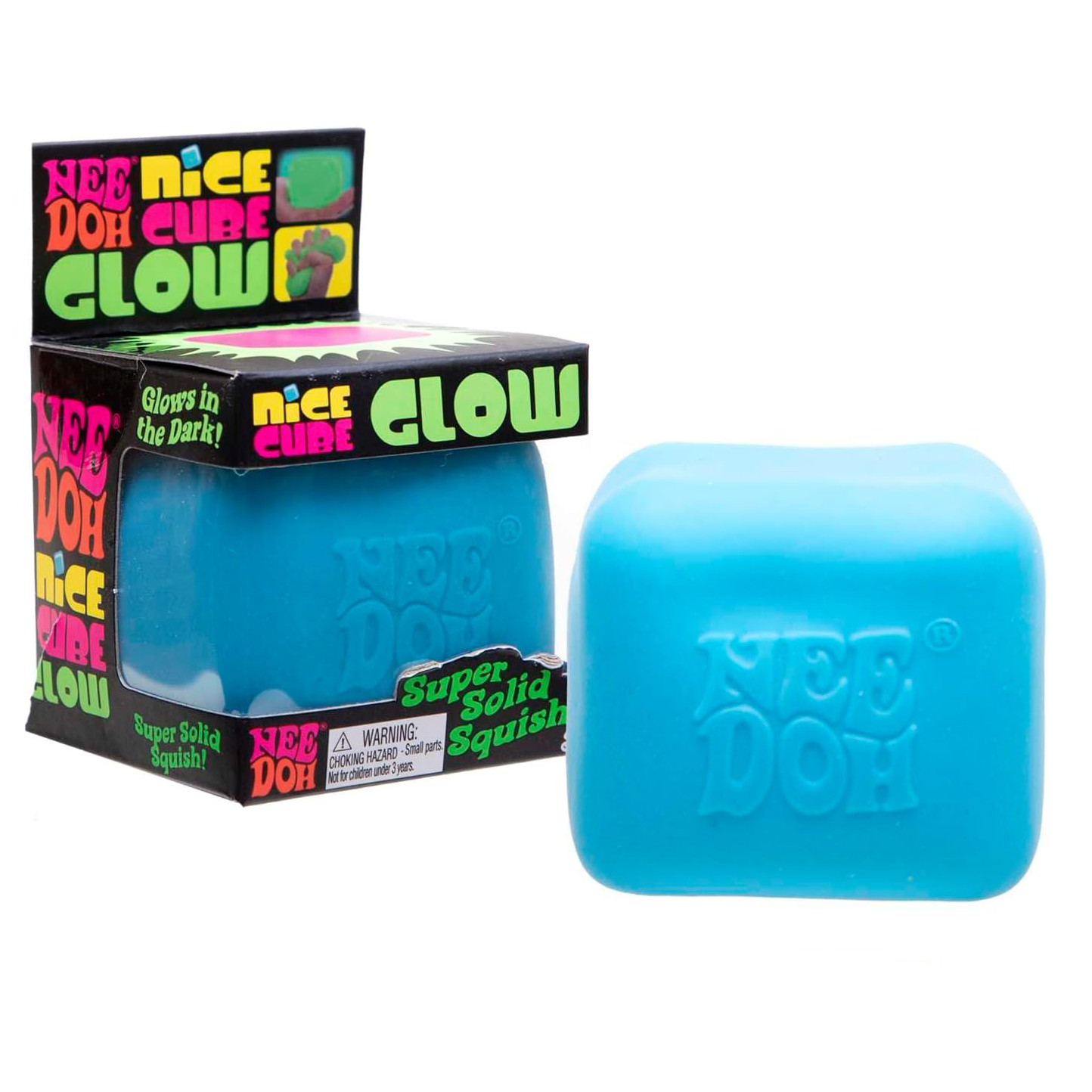 NeeDoh Glow in The Dark Squishy Stress Cube – Assorted – Each Sold Separately