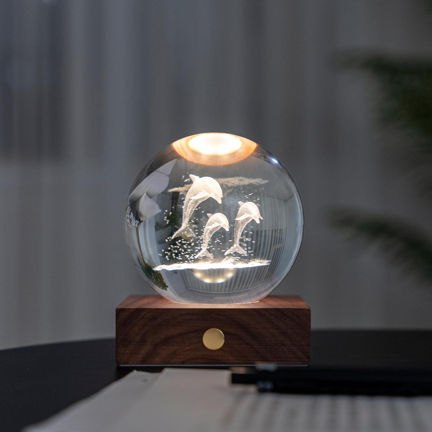 Gingko Designs Amber Crystal Paper Weight – Jumping Dolphins